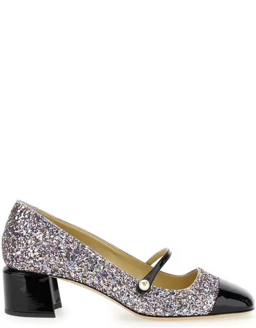 Jimmy Choo elisa 45 Multicolor Pumps With Block Heel In Glitter Fabric And Patent Leather Woman