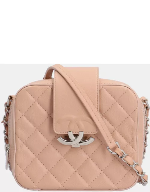 Chanel Pink Quilted Leather Camera Crossbody Bag