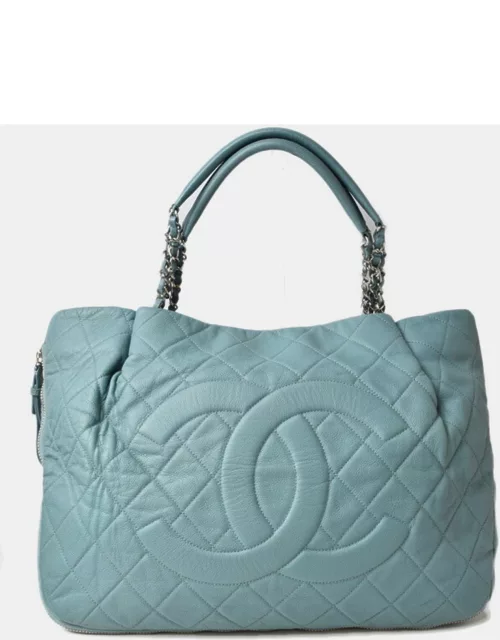 Chanel Blue Quilted Timeless Caviar Expandable Tote