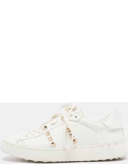 Valentino White Leather Rockstud Untitled Sneaker