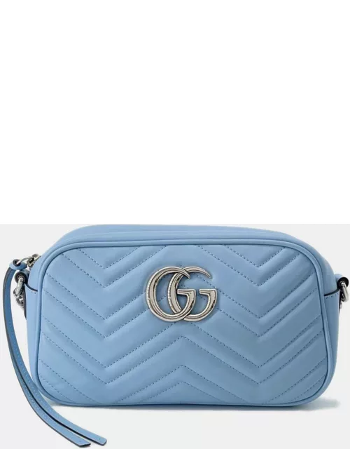 Gucci Light Blue Leather GG Marmont Shoulder Bag