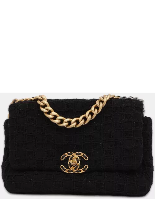 Chanel Black Tweed 19 Chain Shoulder Bag