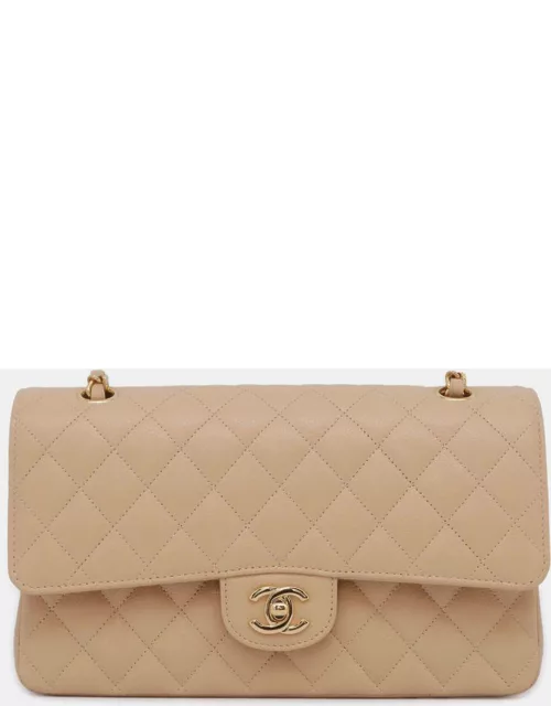 Chanel Beige Leather Classic Double Flap Bag