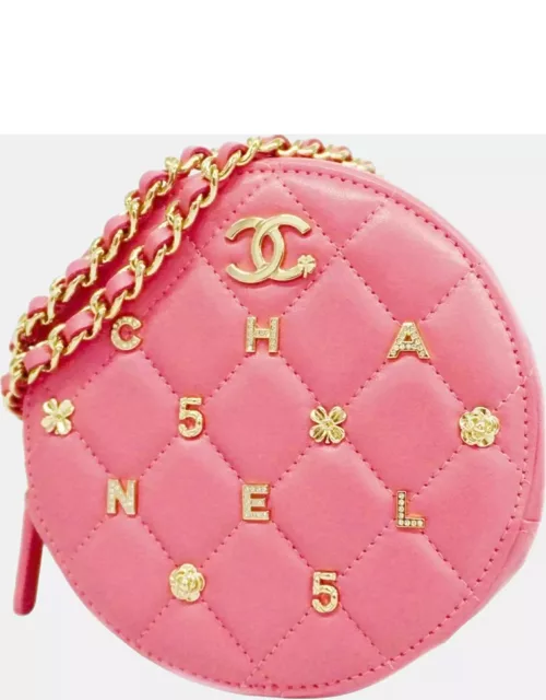 Chanel Pink Leather CC Round Lucky Charms Shoulder Bag