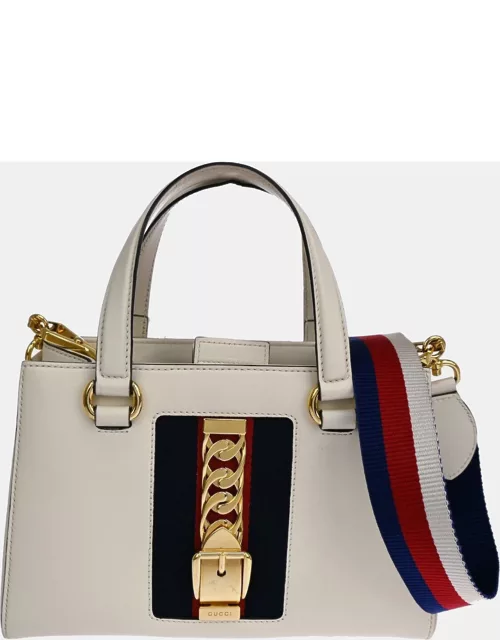 Gucci White Leather Sylvie bag