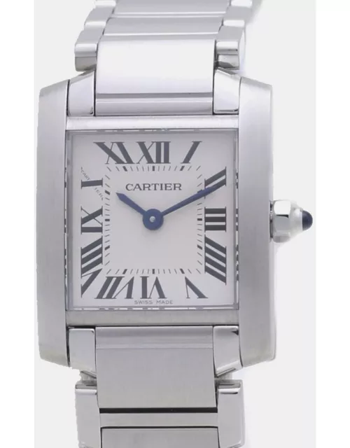 Cartier Silver Stainless Steel Tank Francaise W51008Q3 Women's Wristwatch 20m