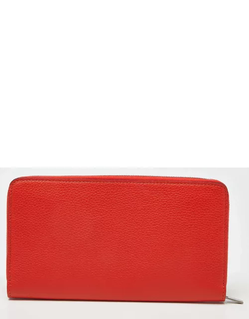 Celine Red Leather Zip Around Wallet