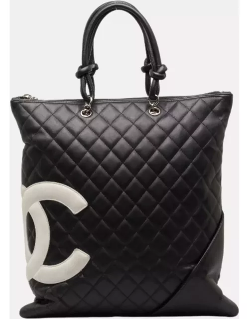 Chanel Black Leather CC Cambon Ligne Tote Bag