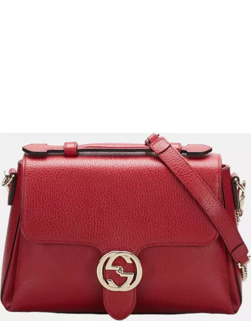 Gucci Red Leather Interlocking G Leather Crossbody Bag