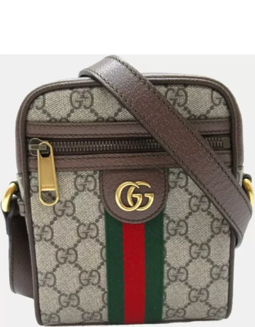 Gucci Brown Canvas GG Supreme Ophida Crossbody Bag