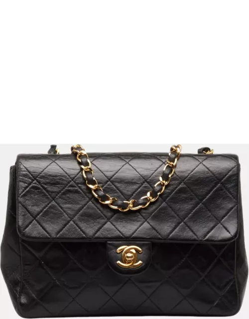 Chanel Black Leather Mini Classic Square Single Flap Bag