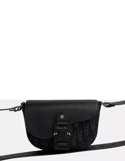 Dior Black Canvas Oblique Mini Saddle Crossbody Bag