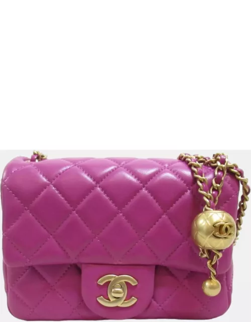 Chanel Purple Leather CC Mini Matelasse Flap Bag