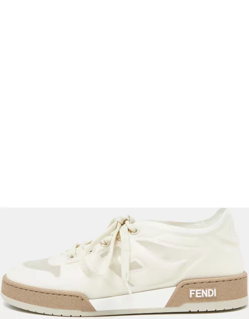 Fendi White/Cream Mesh Match Low Top Sneaker
