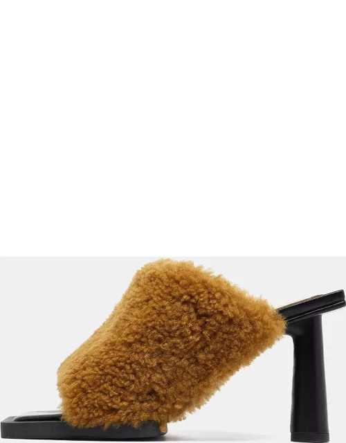 Jacquemus Brown Fur Slide Sandal