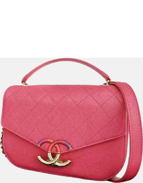 Chanel Pink Medium Calfskin Cuba Flap Shoulder Bag