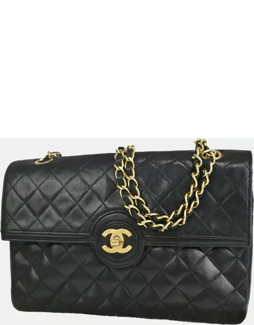 Chanel black Leather Classic Flap Shoulder Bag