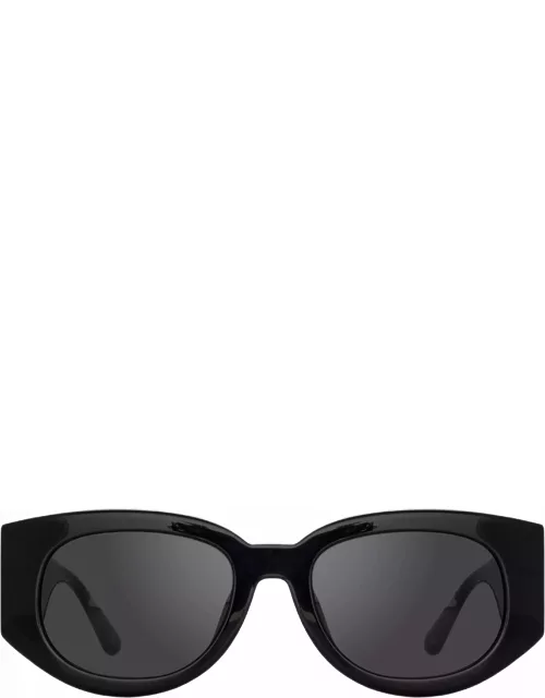 Debbie D-Frame Sunglasses in Black and Crystal Temple