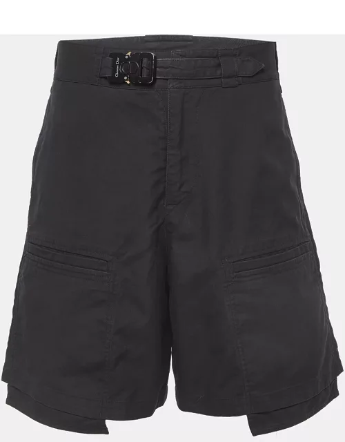 Dior Homme Black Cotton Belted Cargo Shorts