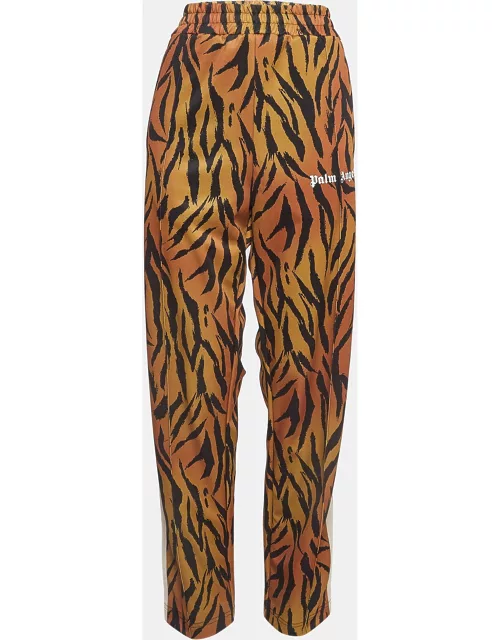 Palm Angels Orange Tiger Print Knit Side Stripe Detail Track Pants