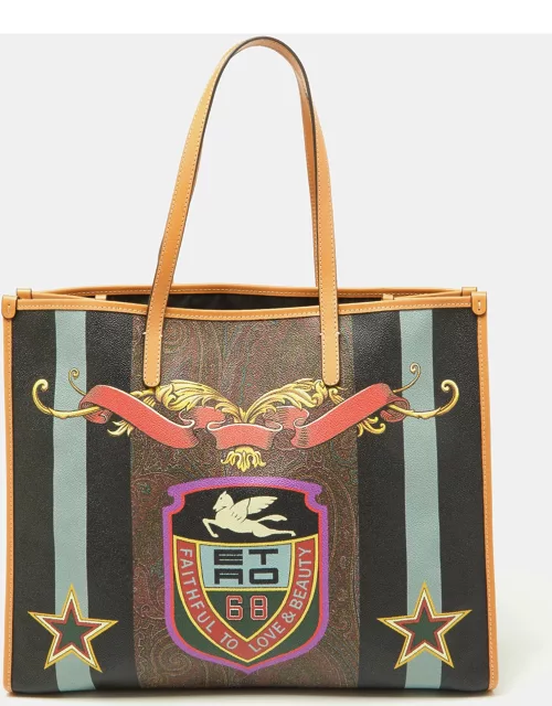 Etro Multicolor Paisley Printed Coated Canvas and Leather Shopper Tote