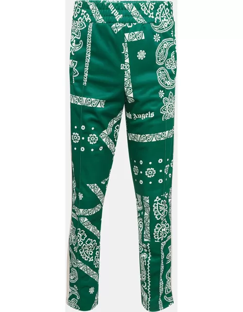 Palm Angels Green Bandana Print Technical Knit Track Pants