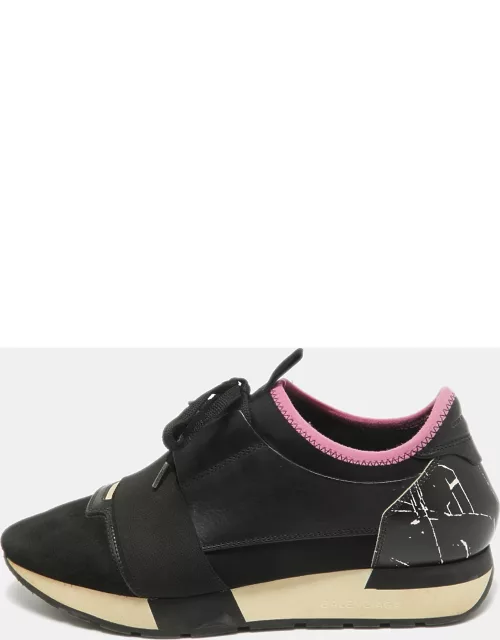 Balenciaga Black Suede and Leather Race Runner Sneaker