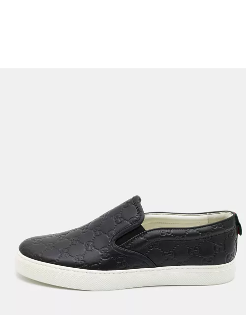 Gucci Black Guccissima Leather Slip On Sneaker