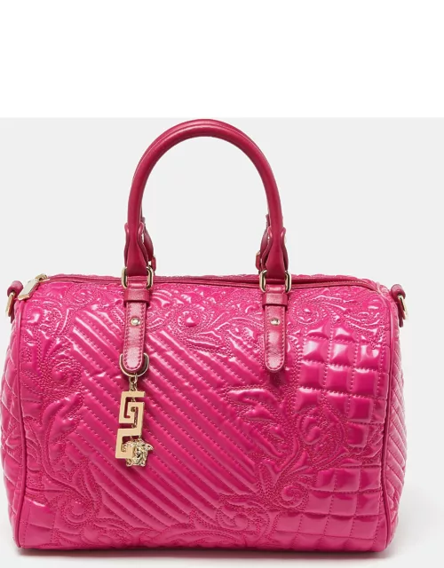 Versace Pink Patent Leather Boston Bag