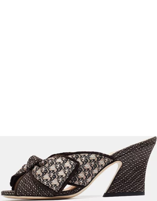 Fendi Brown/Beige Fabric Knotted Slide Sandal