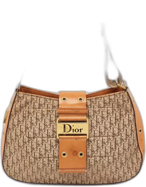 Dior Beige/Orange Oblique Canvas and Leather Street Chic Shoulder Bag