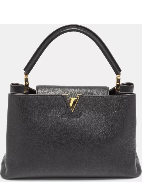 Louis Vuitton Black Leather Capucines MM Bag