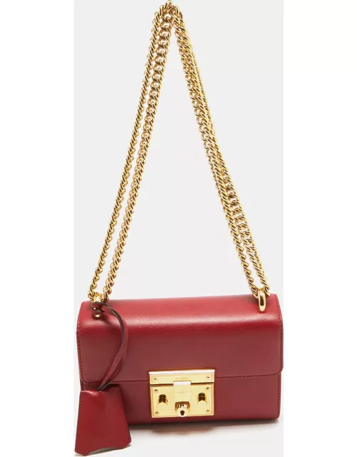 Gucci Red Leather Small Padlock Shoulder Bag