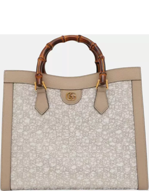 Gucci Beige Canvas and Leather Bamboo Diana Medium Tote Bag