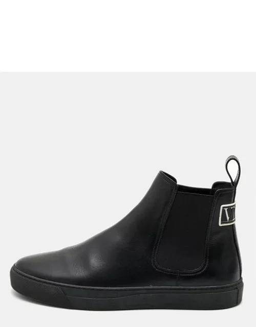 Valentino Black Leather VLTN High Top Sneaker
