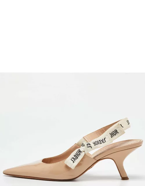 Dior Beige Patent Leather J'adior Slingback Sandal
