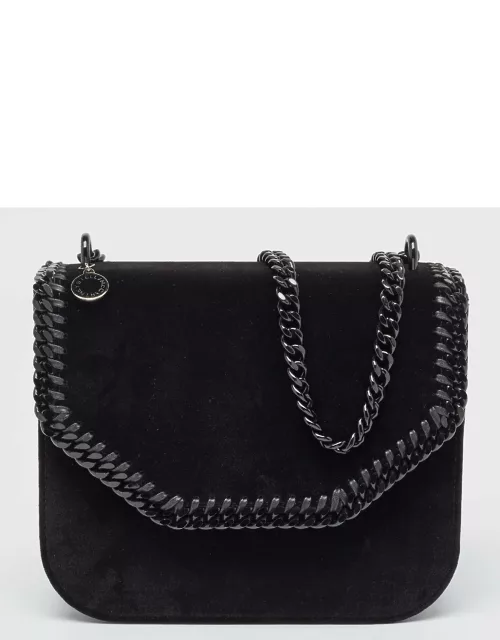 Stella McCartney Black Velvet Falabella Box Shoulder Bag