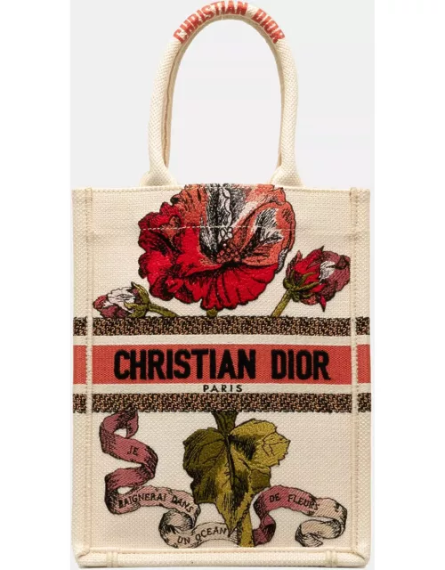 Dior Beige Fleurs Bibliques Embroidery Vertical Book Tote