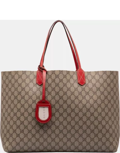 Gucci Beige/Brown Large GG Supreme Reversible Tote Bag