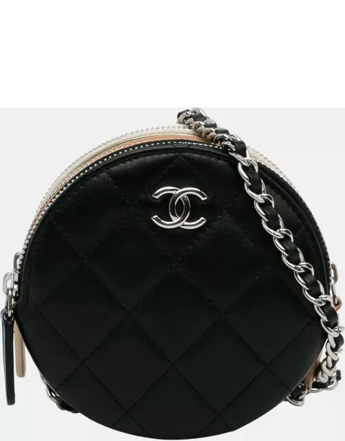 Chanel Black CC Round Triple Zip Crossbody Bag