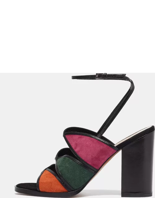 Valentino Multicolor Suede and Leather Ankle Wrap Sandal