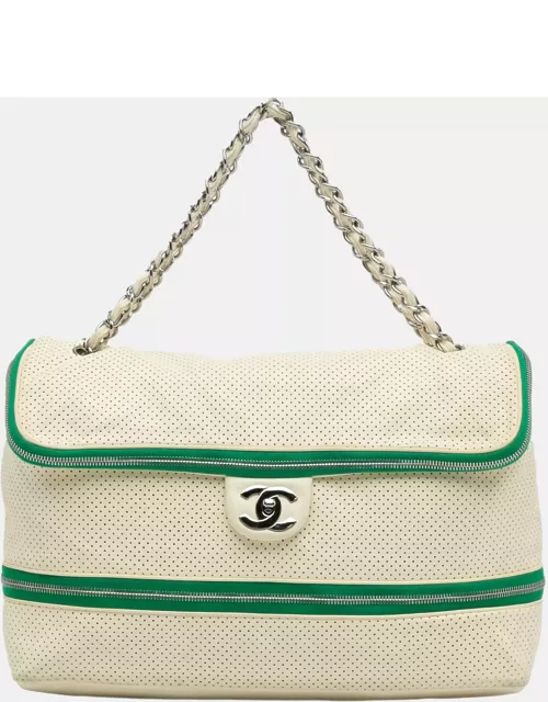 Chanel White Perforated Expandable Shoulder Bag