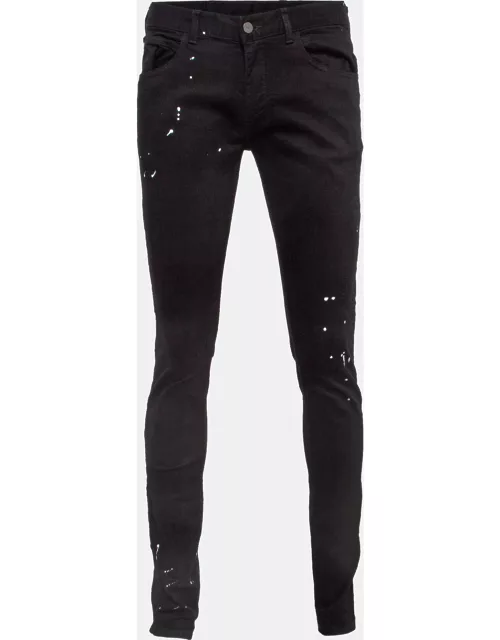 Emporio Armani Black Paint Splash Denim Extra Slim Fit J10 Jeans M Waist 31"