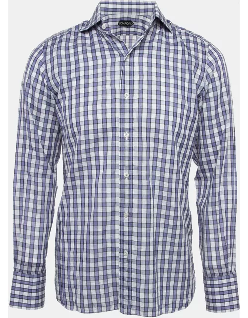 Tom Ford Blue Checked Cotton Long Sleeve Shirt