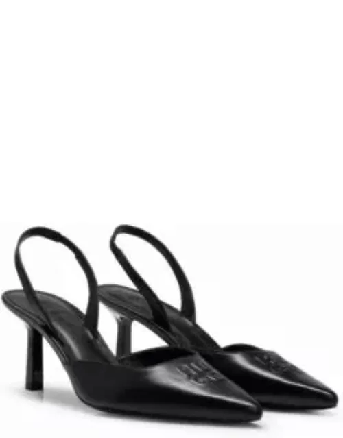 Slingback pumps in nappa leather with debossed logo- Black Women's Pump