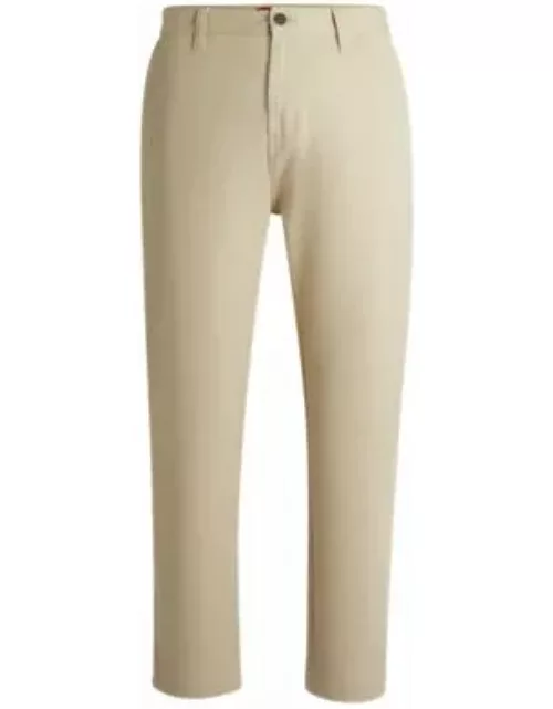 Tapered-fit regular-rise trousers in cotton twill- Light Beige Men's Casual Pant