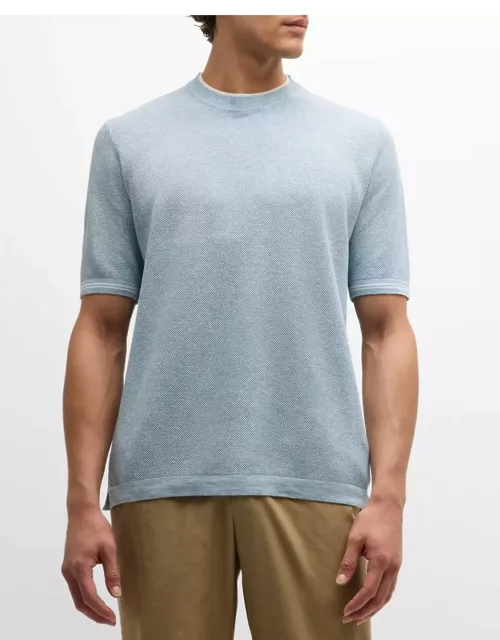 Men's Linen-Cotton Pique Crewneck T-Shirt