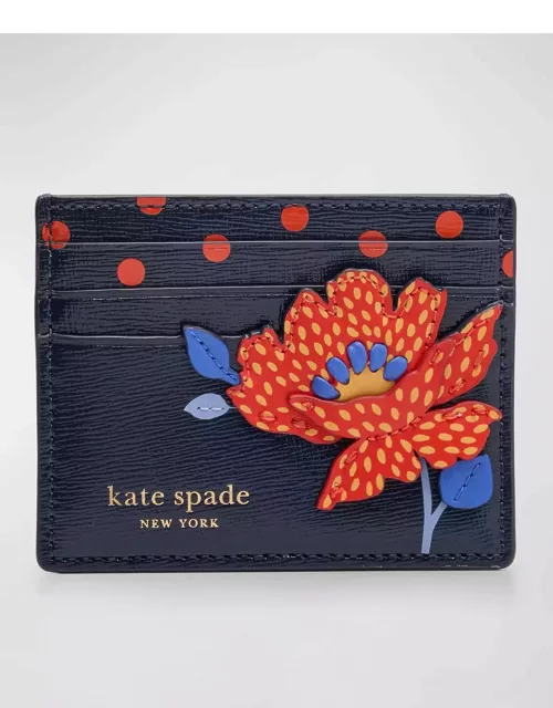 dottie bloom flower leather card case