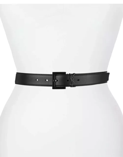 Tonal YSL Monogram Leather Belt