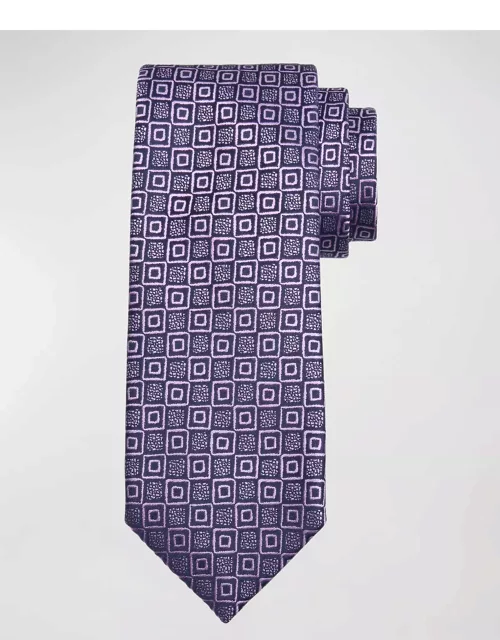 Men's Tonal Geometric Silk Jacquard Tie